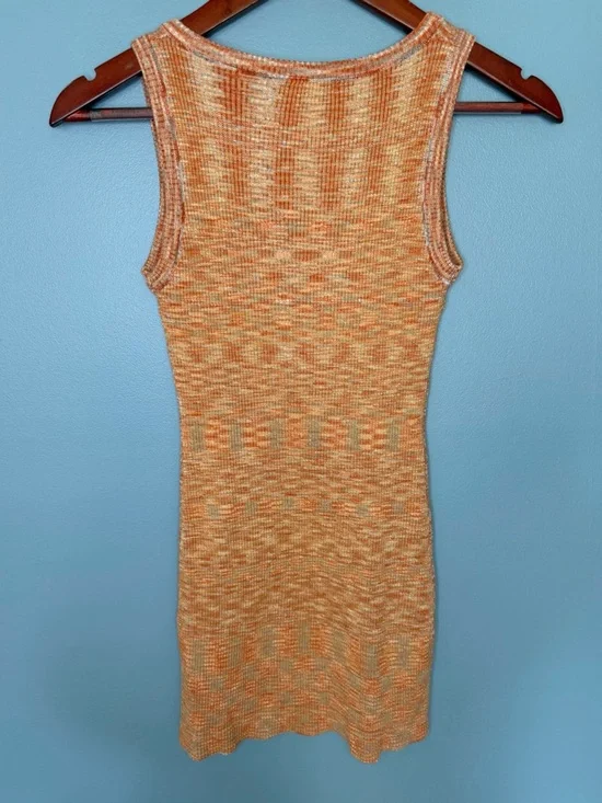 Peppermayo Sleeveless Knit Mini Dress in Marled Orange | Size 4 - Picture 3 of 5